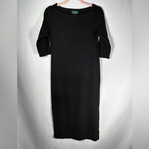 Lauren Ralph Lauren Black Cotton Midi Dress